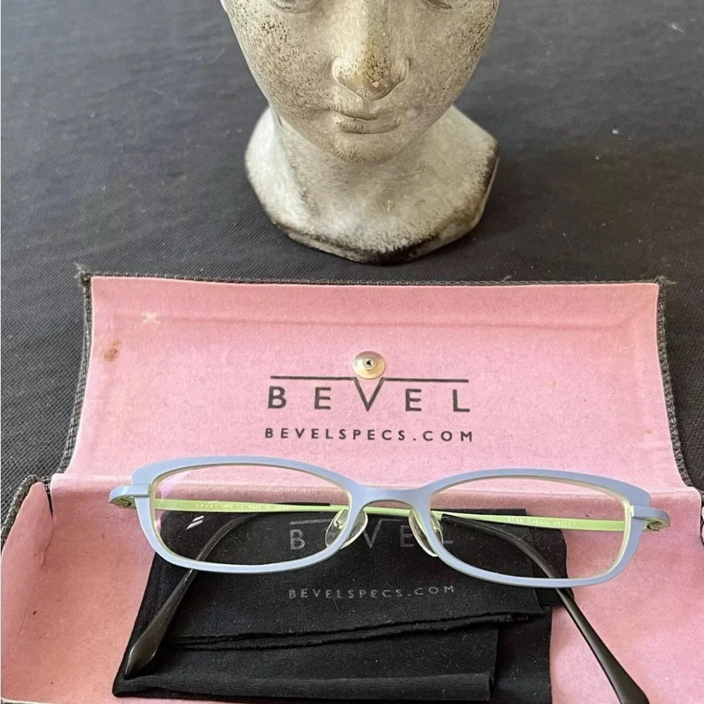 Bevel Eyeglasses Debbie sky Blue light green Frame Case Japan 46-17 Titanium GUC